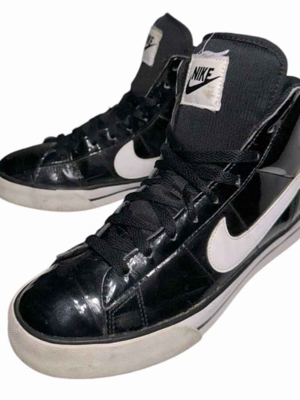 Nike Men’s Black and White High-Top Sneakers with Swoosh